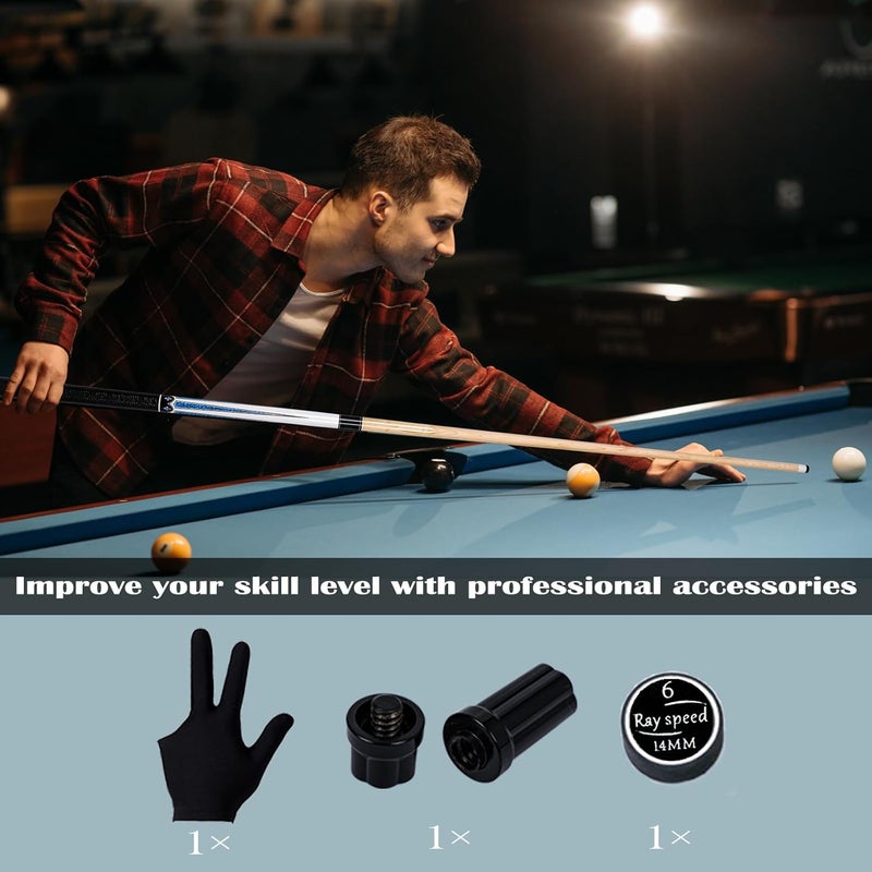 Ray speed Pool Cue Stick with Hard Case Hardwood Canadian Maple Professional Billiard Pool Stick 58" 2-Pieces 19/20oz Pool Stick Set - Image 5